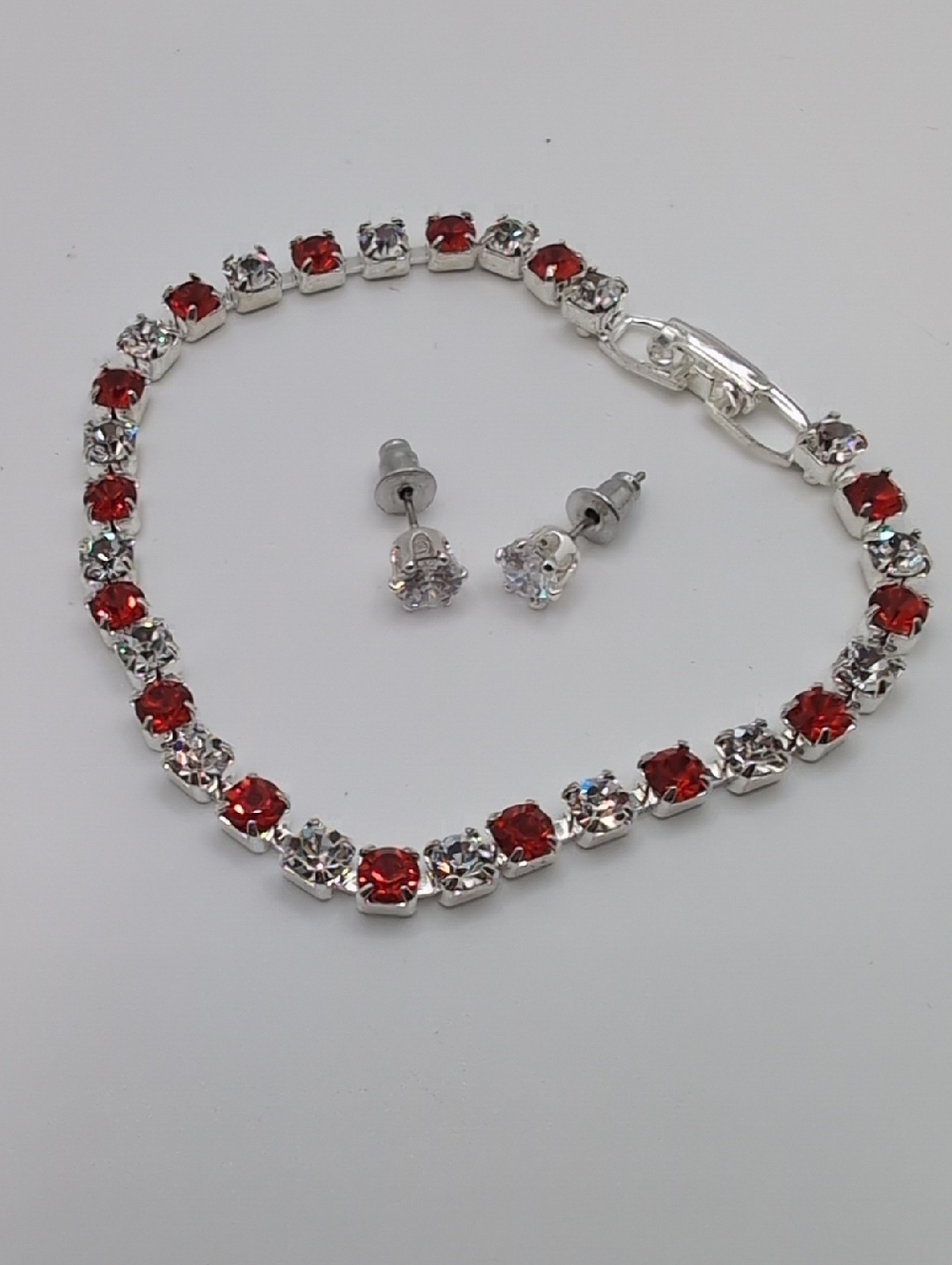 Elegant Sparkly Tennis Bracelet & Earrings Made With Swarovski Crystals New!